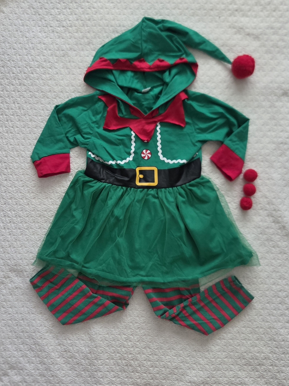 Toddler Christmas Elf Tulle Skirt Outfit Costime With Pants Set 2T